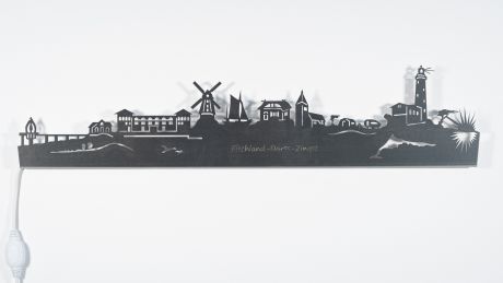 Wandsilhouette Fischland Darß Zingst-Edelstahl-140 cm-LED Licht