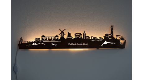 Wandsilhouette Fischland Darß Zingst-Edelrost-80 cm-LED Licht