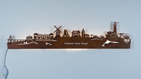 Wandsilhouette Fischland Darß Zingst-Edelrost-120 cm-LED Licht