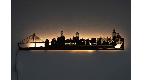 Wandsilhouette Stralsund-Edelrost-120 cm-LED Licht