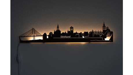 Wandsilhouette Stralsund-Edelrost-80 cm-LED Licht
